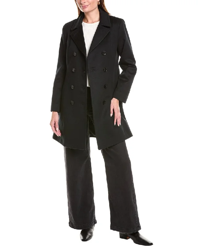 Women’s quilted coats for comfort and warmth -sofiacashmere Modern Wool & Cashmere-Blend Trench Coat