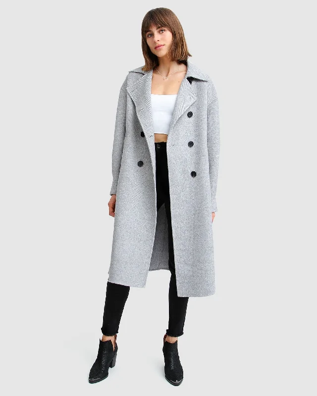 Women’s raincoats for spring showers -Dream Lover Loose Fit Wool Blend Coat - Grey