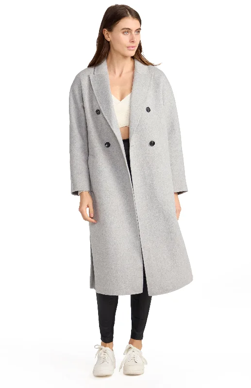 Women’s faux leather coats for edgy style -Guestlist Oversized Double Breasted Coat - Grey Marle