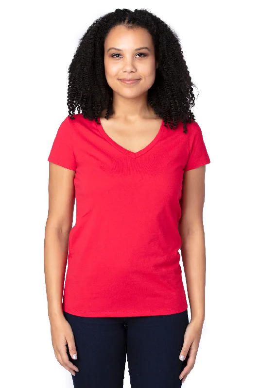 Women’s lace-up tops for edgy style -Threadfast Apparel Womens Ultimate Short Sleeve V-Neck T-Shirt - Red