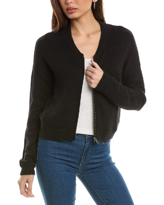 Women’s pea coats for classic style -Hannah Rose Terry Cashmere-Blend Zip Bomber Jacket