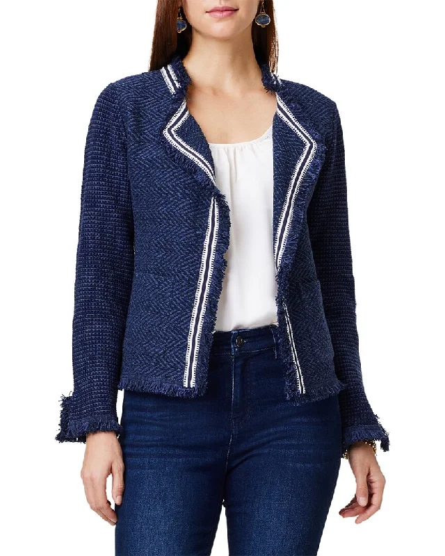 Short women’s coats for a trendy appearance -NIC+ZOE Petite Ribbon Trim Fringe Mix Knit Jacket