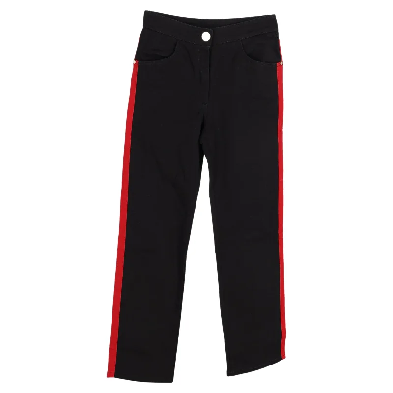 Women’s maternity pants for pregnancy comfort -Balmain Denim Jeans with Red Stripe in Black Cotton