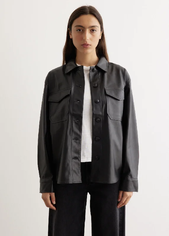 Women’s textured coats for added dimension -Camilla Faux Leather Shirt Jacket