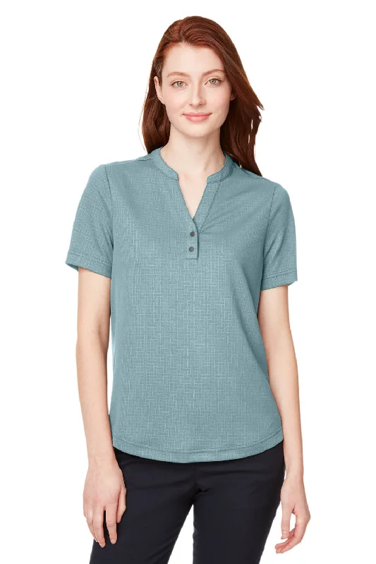 Women’s tops with mock neck style -North End Womens Replay Recycled Moisture Wicking Short Sleeve Polo Shirt - Opal Blue