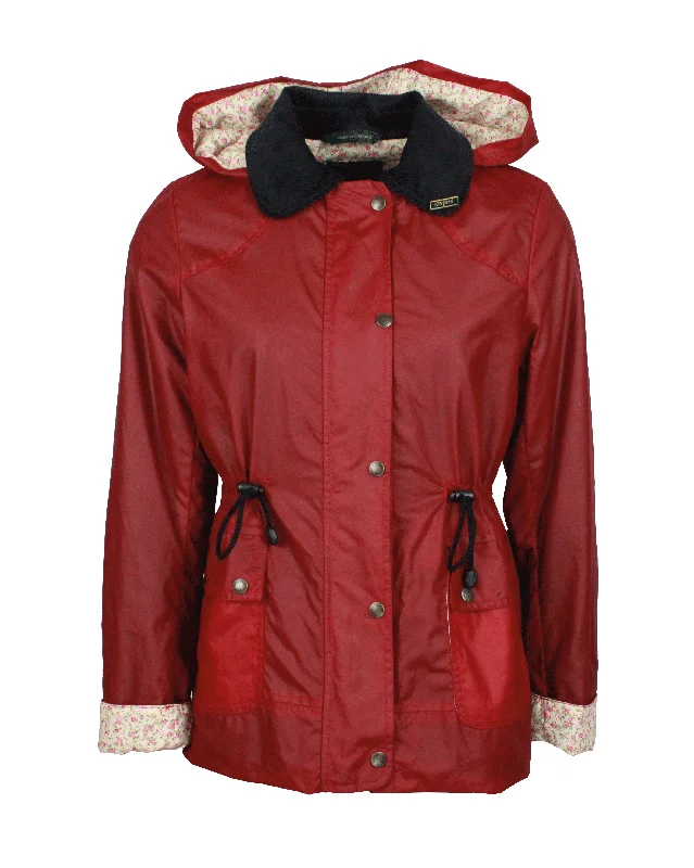 Women’s belted coats for elegant silhouette -W307 - Women's Breathable/Waterproof Wax Jacket - RED