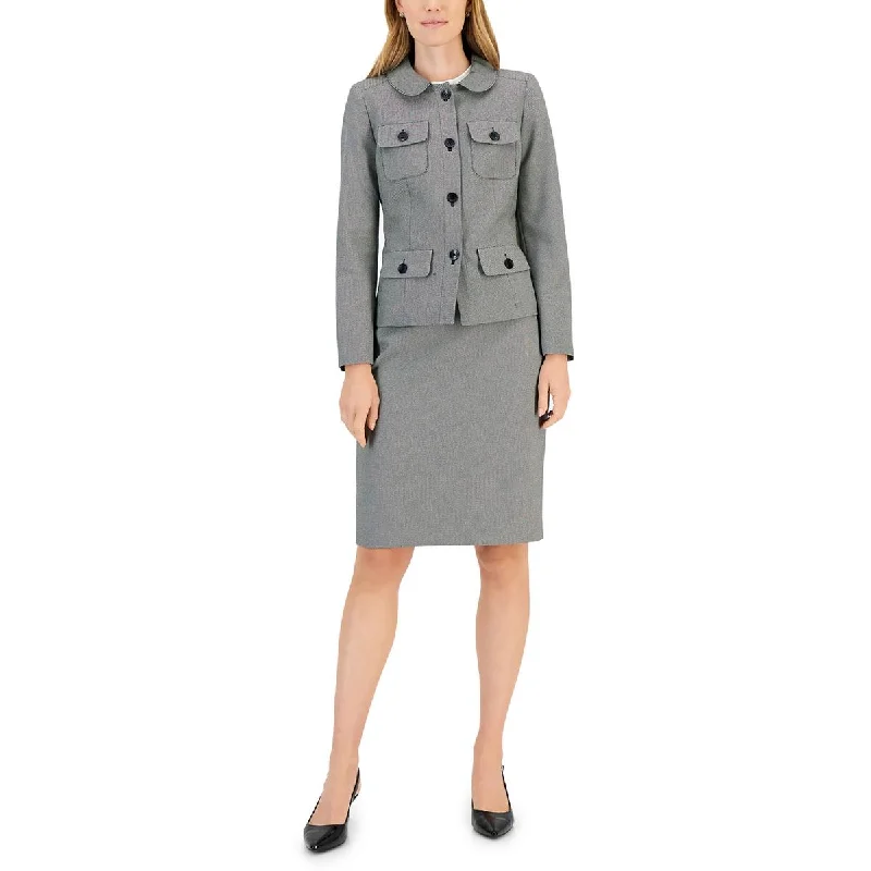 Women’s military-inspired coats for tough chic -Womens Woven Peter Pan Collar Four-Button Suit