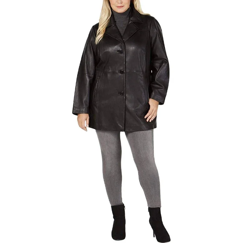 Women’s camo coats for military-inspired style -Anne Klein Women's Plus Size Leather Walker Coat