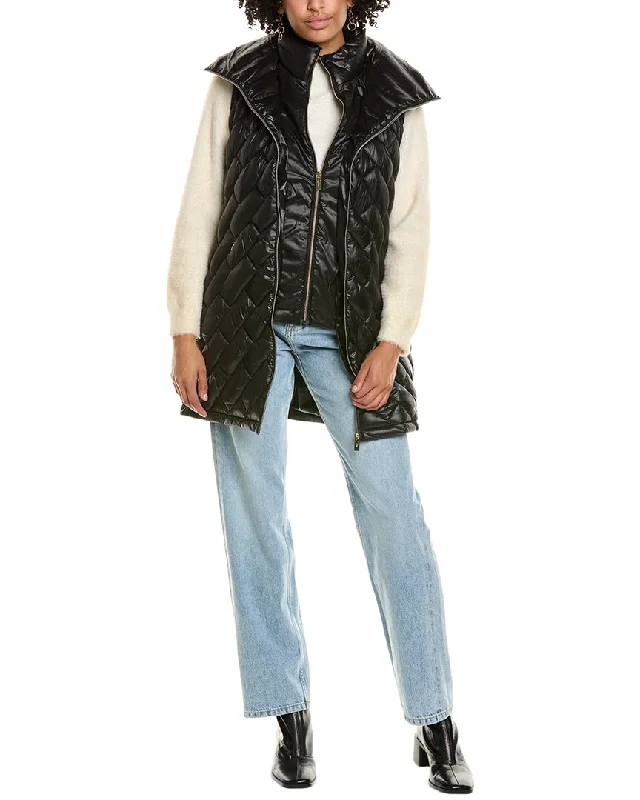 Women’s wrap-around coats for extra style -Via Spiga Brick Quilt Puffer Coat