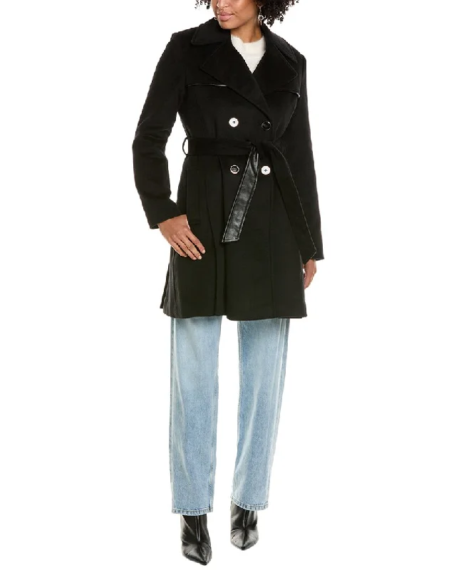 Women’s cashmere coats for luxury and warmth -Via Spiga Pleated Wool-Blend Coat