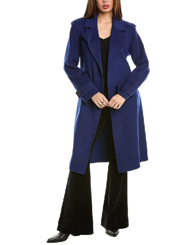 Women’s trench coats with plaid lining -Elie Tahari Wool & Cashmere-Blend Wrap Coat