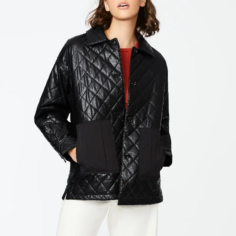 Women’s double-breasted coats for sophisticated style -Quilted Shacket