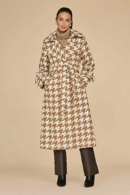 Women’s parkas for extreme cold weather -Juliette Longline Tweed Coat - Houndstooth