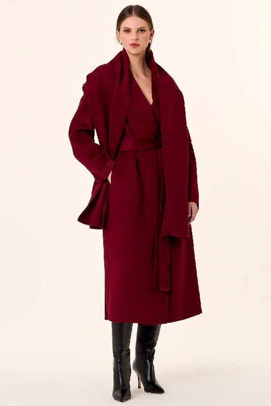 Women’s high-neck coats for added warmth -Candice Wool Coat - Dark Plum