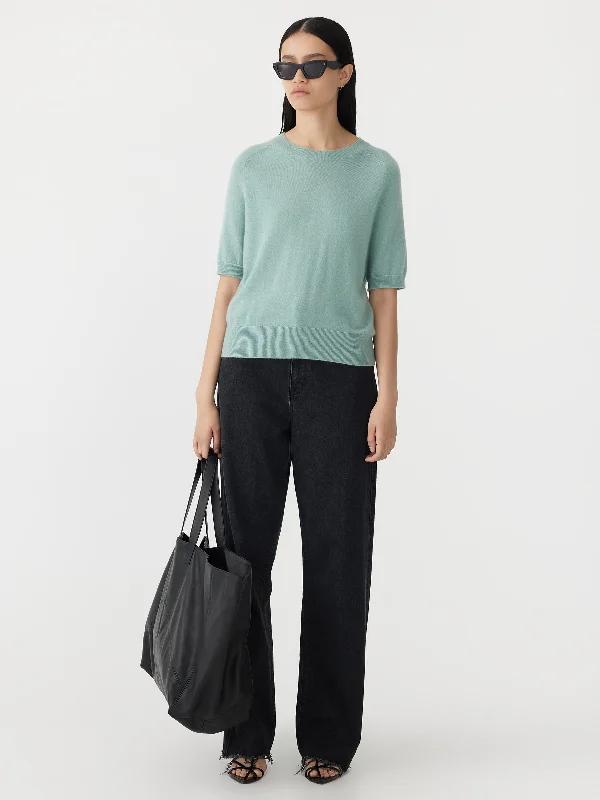 Classic women’s button-down tops for casual wear -wool cashmere t.shirt knit