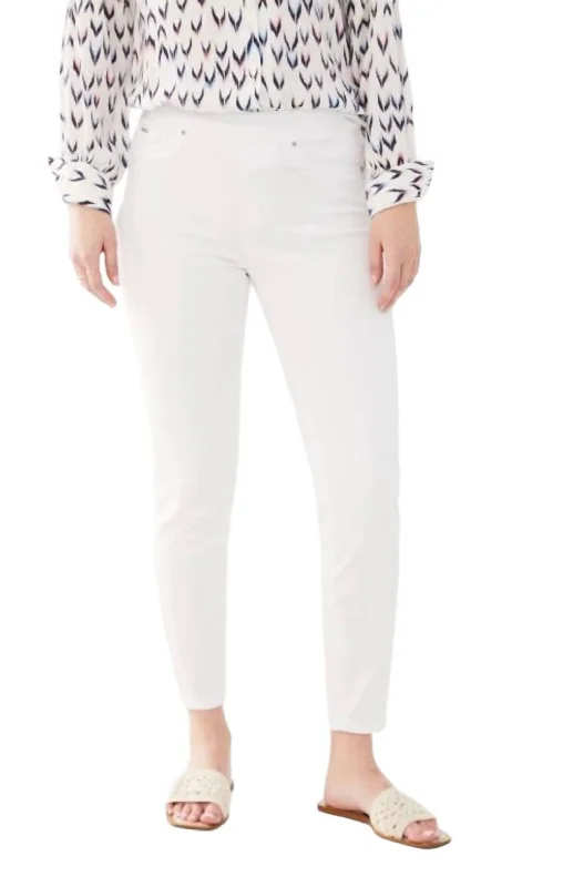 Women’s biker pants for adventurous style -Pull On Slim Ankle Jean In White