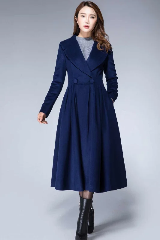 Women’s wrap coats for versatile fashion -Wool Princess coat Vintage inspired Swing coat 1866#