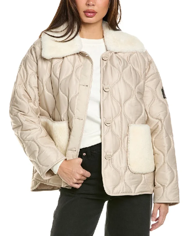 Women’s waterproof coats for rainy seasons -Mackage Kenzy Wool Shearling Jacket