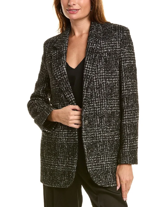 Women’s cashmere coats for luxury and warmth -The Kooples Tweed Wool & Alpaca-Blend Blazer