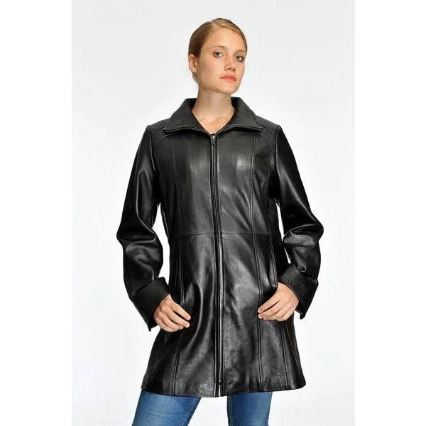 Women’s athletic coats for outdoor activities -Mason & Cooper Marilyn Zip Front Leather Coat