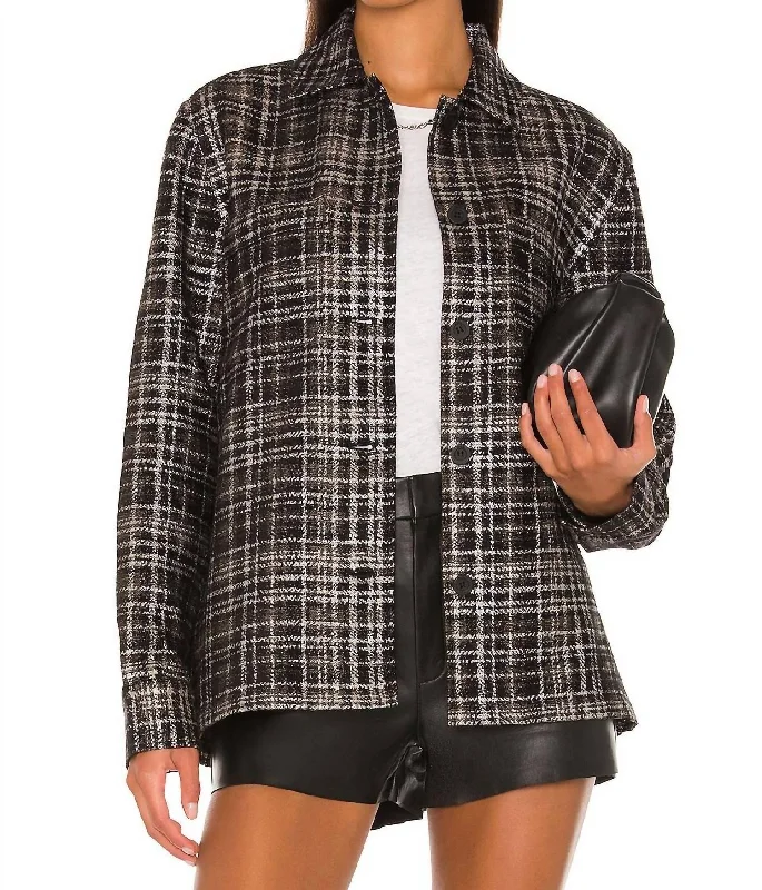 Women’s long wool coats for classic elegance -Barry Shirt Jacket In Army Plaid