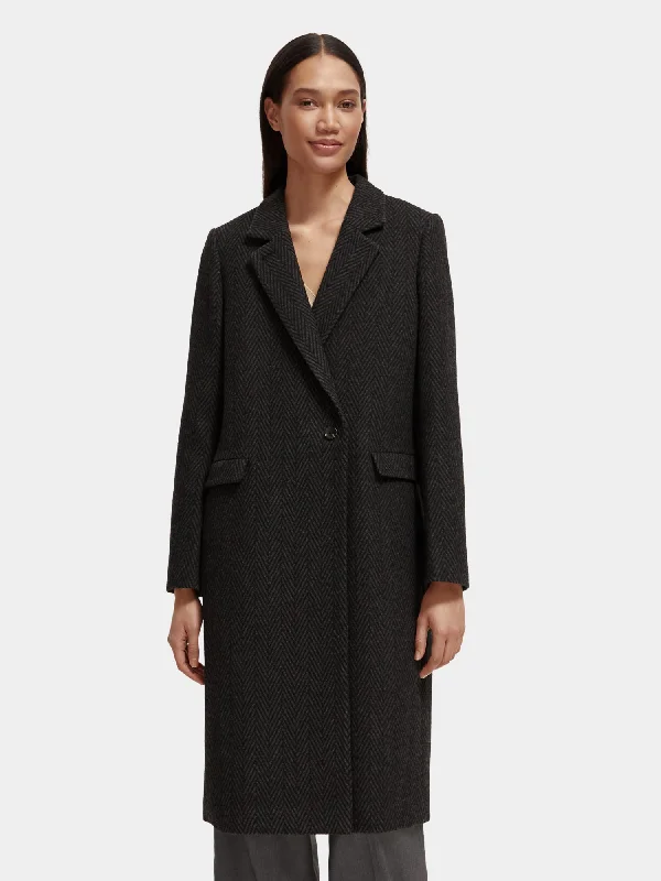 Women’s reversible coats for versatile outfits -Wool-blend tailored coat