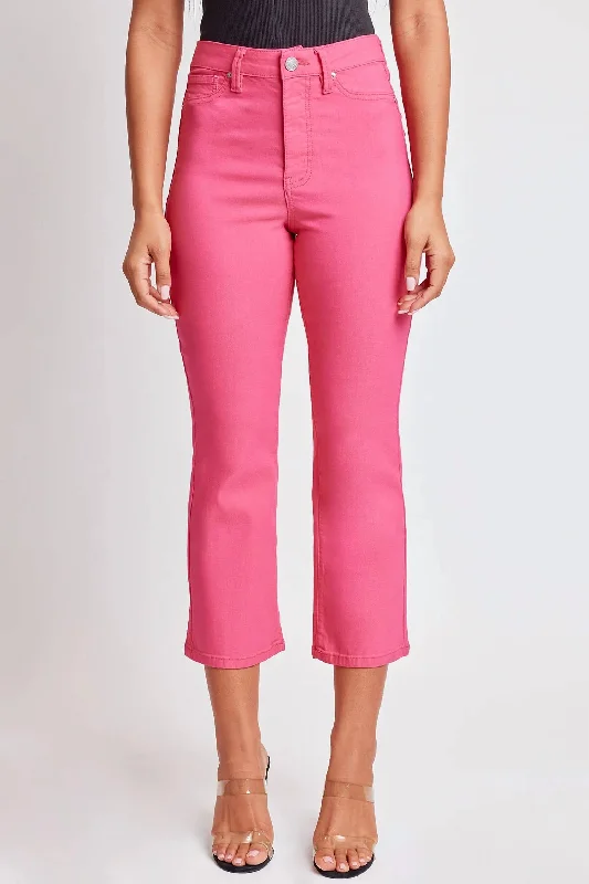 Women’s athletic pants for running and fitness -Missy High-Rise Hyperstretch Wide Leg Jeans In Fiery Coral Pink