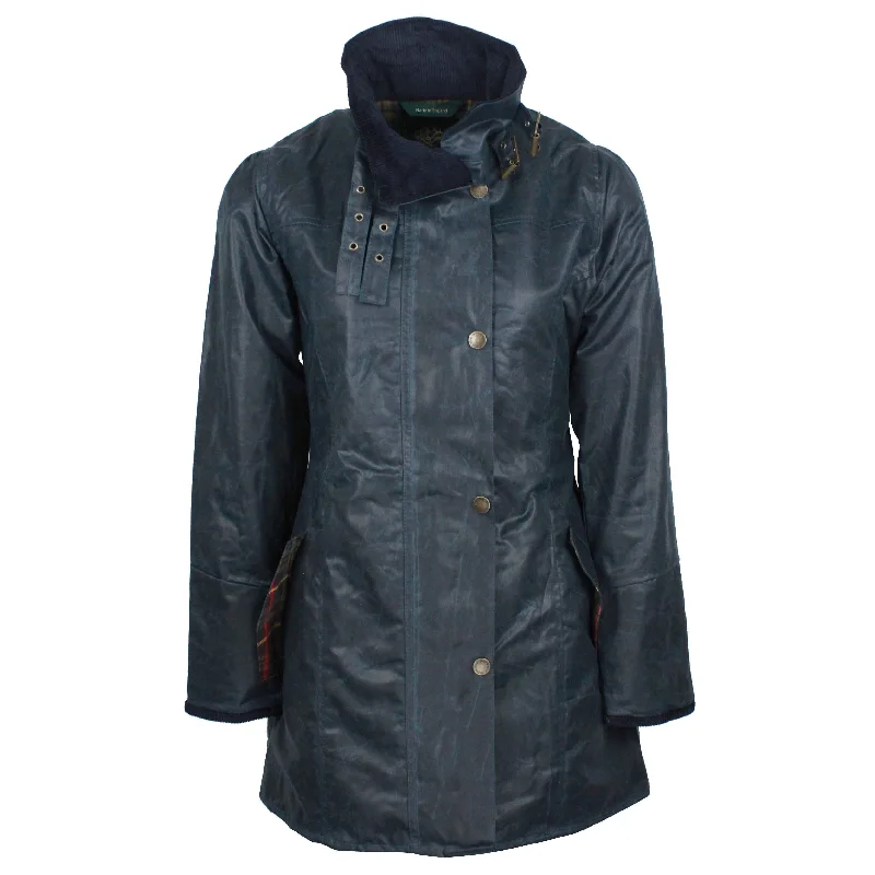 Women’s shearling coats for soft texture -W47 - Women's Katrina Waxed Jacket - NAVY