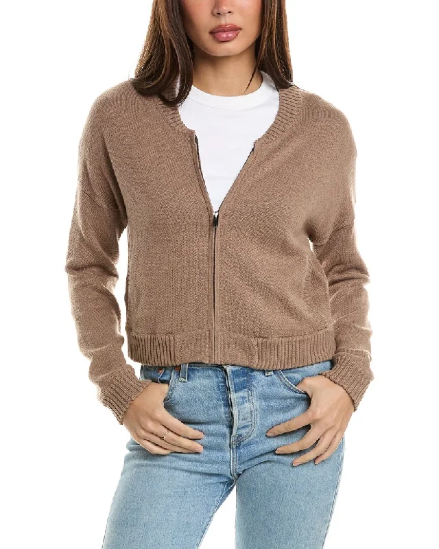 Stylish women’s coats for winter -Hannah Rose Terry Cashmere-Blend Zip Bomber Jacket