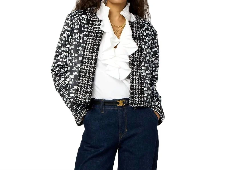 Women’s plaid wool coats for classic look -Harriet Jacket In Black & White