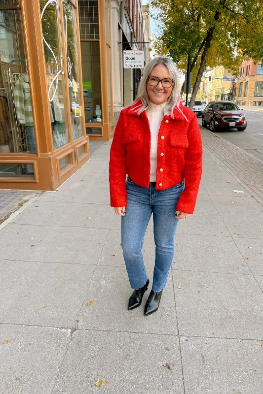 Women’s oversized coats for relaxed style -So Fab Red Blazer Jacket