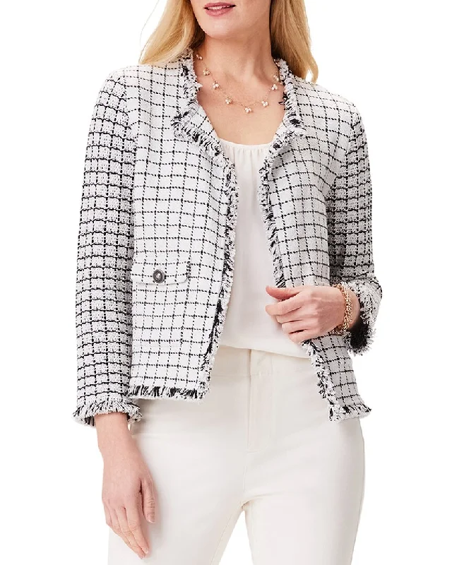 Tailored women’s coats for professional style -NIC+ZOE Grid Fringe Mix Knit Pocket Jacket