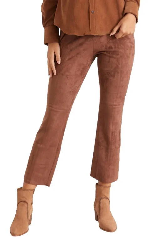 Women’s relaxed-fit pants for casual chic -Faye Cropped Seamed Pants In Cognac