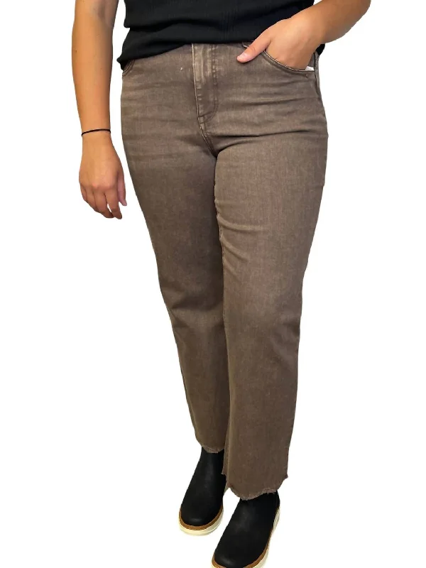 Women’s denim leggings for casual style -Washed High Rise Jean In Brown