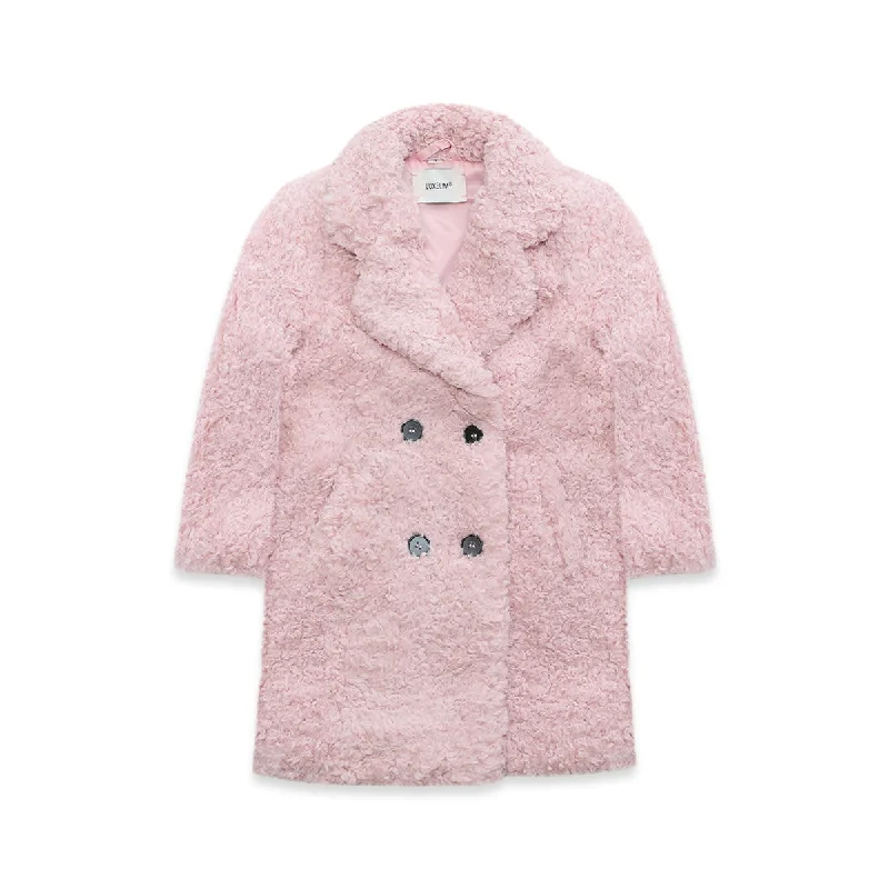 Women’s open-front coats for casual elegance -Teddy Coat pink