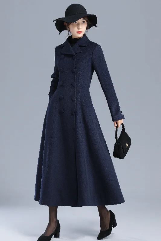 Women’s open-front coats for casual elegance -Long Wool Coat Women, Maxi Winter Coat 3200