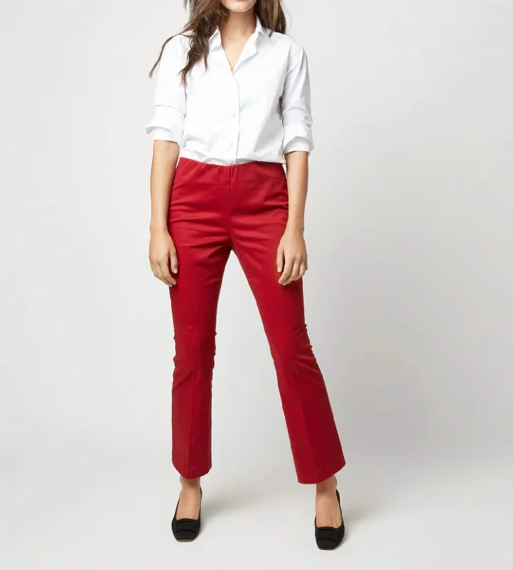 Women’s tapered trousers for sleek look -Faye Flare Cropped Pants In Red Stretch Sateen