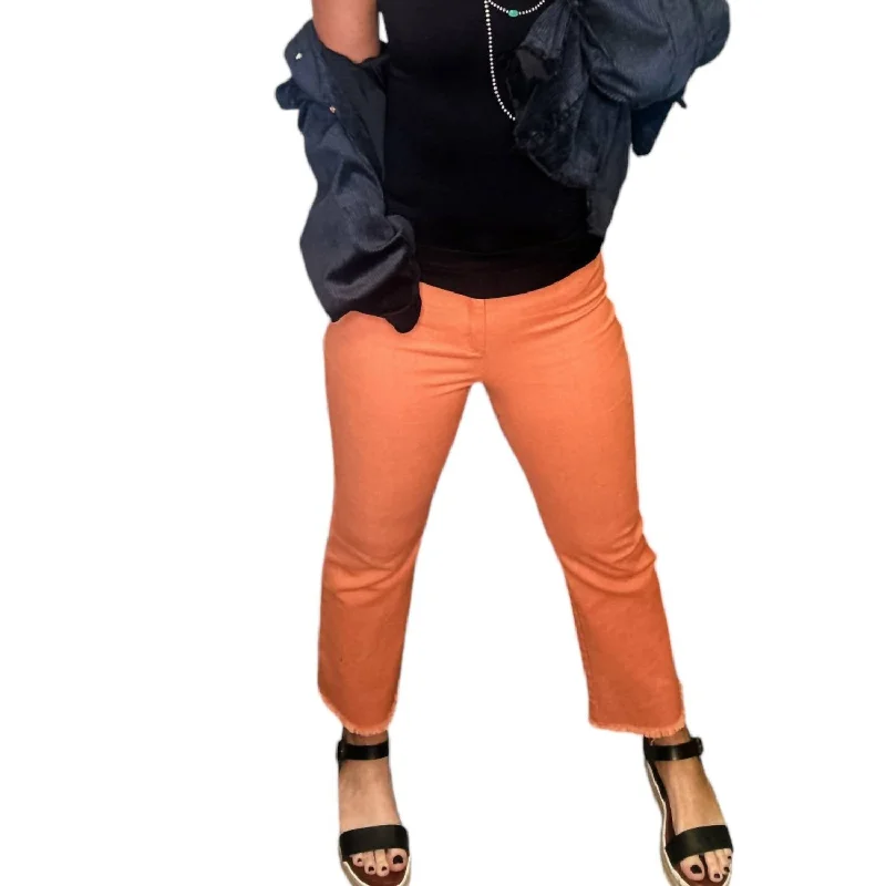 Women’s elegant trousers for evening events -Stretchy Pants Cropped Flares In Orange Jeans