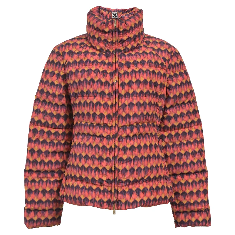 Women’s military coats for bold fashion -M Missoni Printed Down Jacket in Multicolor Polyester