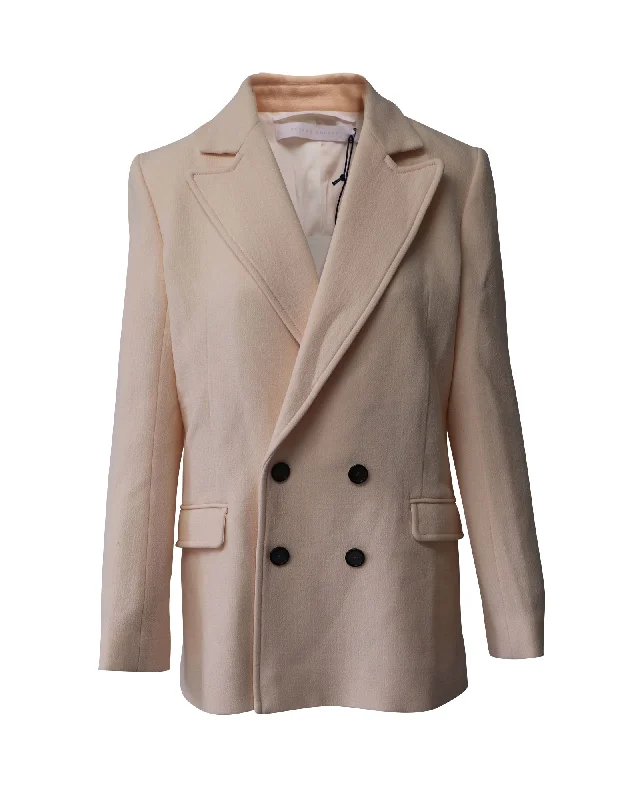 Women’s athletic coats for outdoor activities -Roland Mouret Gilroy Double Breasted Jacket in Pastel Pink Wool