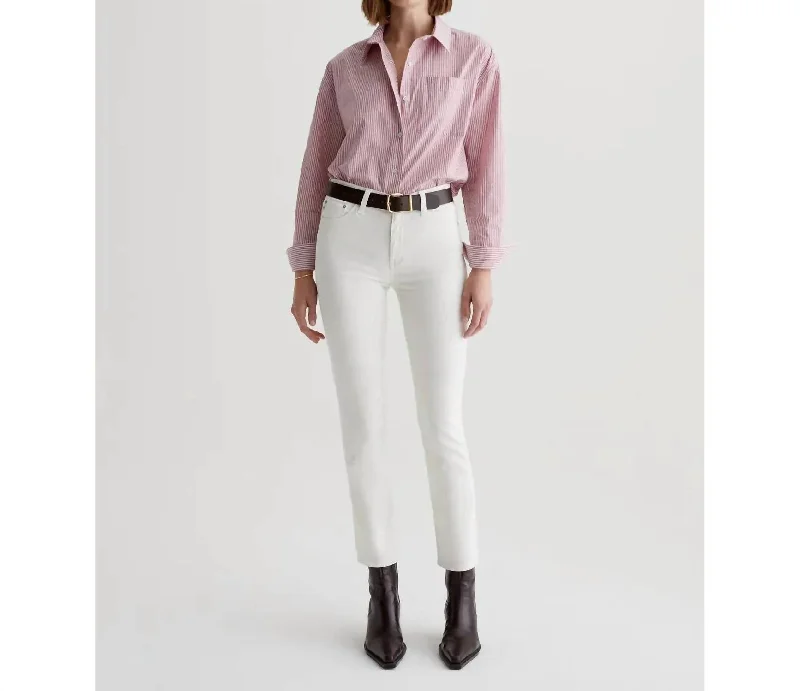 Women’s bootcut trousers for office wear -Mari Jeans In Powder