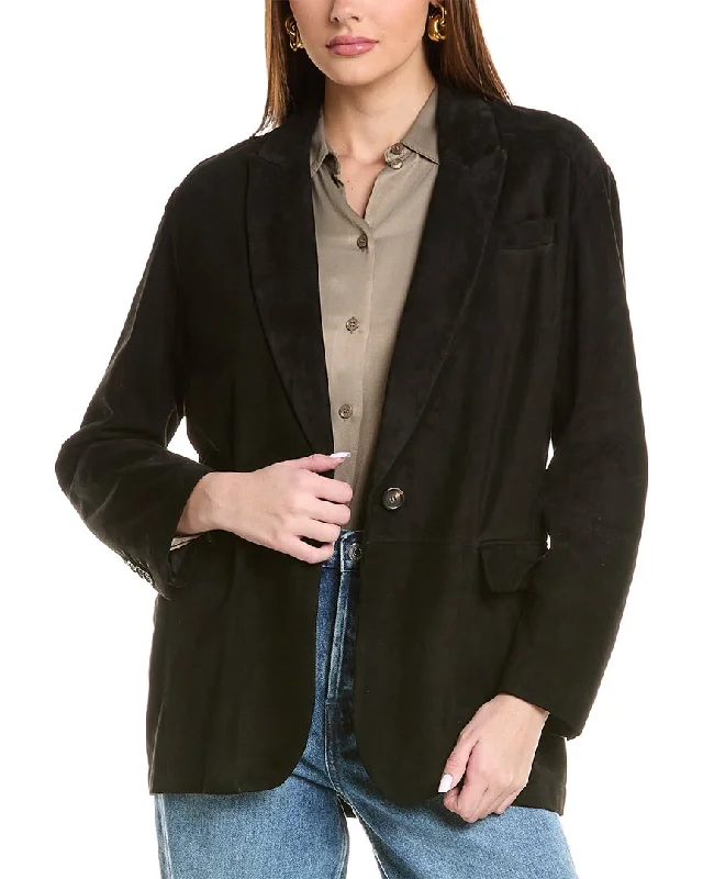 Women’s vegan leather coats for eco-friendly fashion -Brunello Cucinelli Suede Blazer