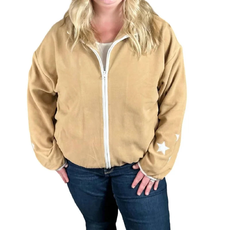 Casual women’s coats for everyday wear -Retro Weekend Fleece Full Zip In Stars