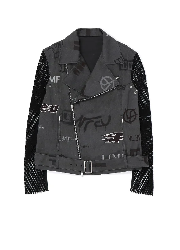 Women’s padded coats for extra warmth -GRAFFITI PRINT BIKER JACKET