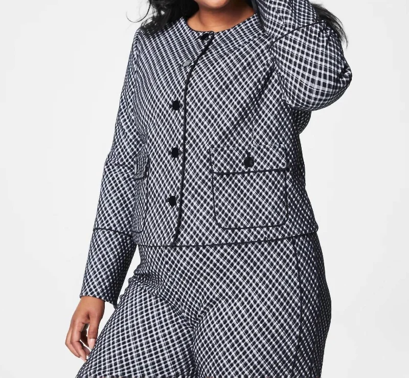 Women’s padded coats for extra warmth -Spanx Ponte Lady Jacket In Classic Black Plaid