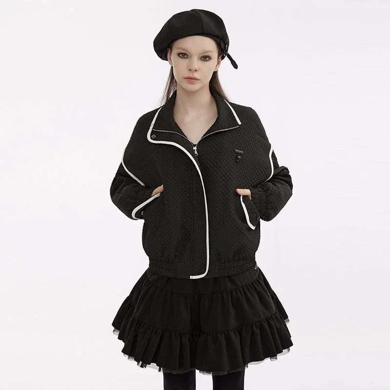 Women’s double-breasted coats for sophisticated style -Women's Punk Double Color Jacket