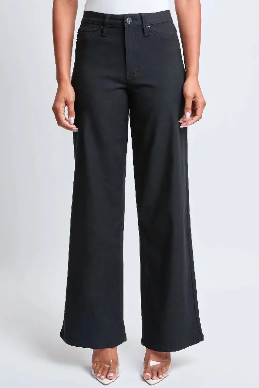 Women’s mid-rise pants for all-day comfort -Missy High-Rise Hyperstretch Wide Leg Jeans In Black