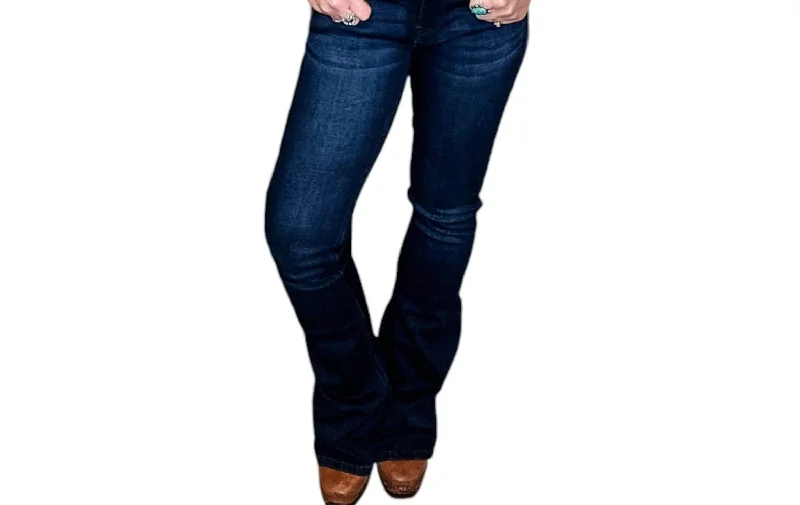 Women’s relaxed fit jeans for all-day comfort -Midrise Flare Jeans In Dark Stone Wash