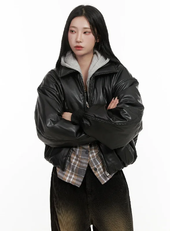 Women’s military coats for bold fashion -Solid Poly Puffer Coat CD410