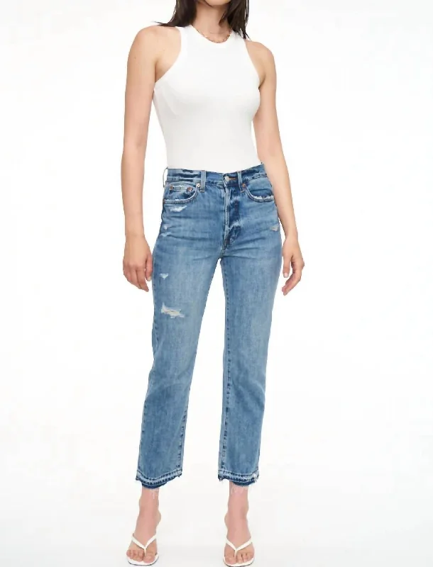 Women’s bootcut pants for flattering silhouette -Charlie High Rise Ankle Cut Raw Hem Denim Jeans In Getaway Vintage